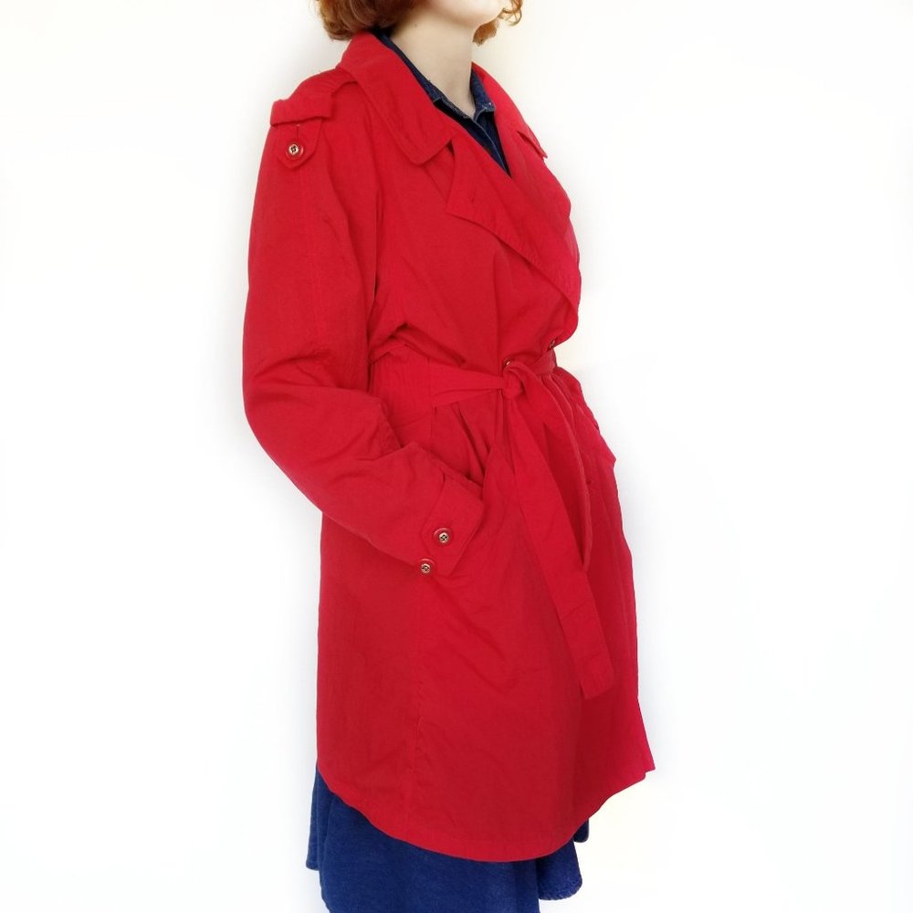Vintage Red Windbreaker Trench Coat 80s 90s Gallery Size 12